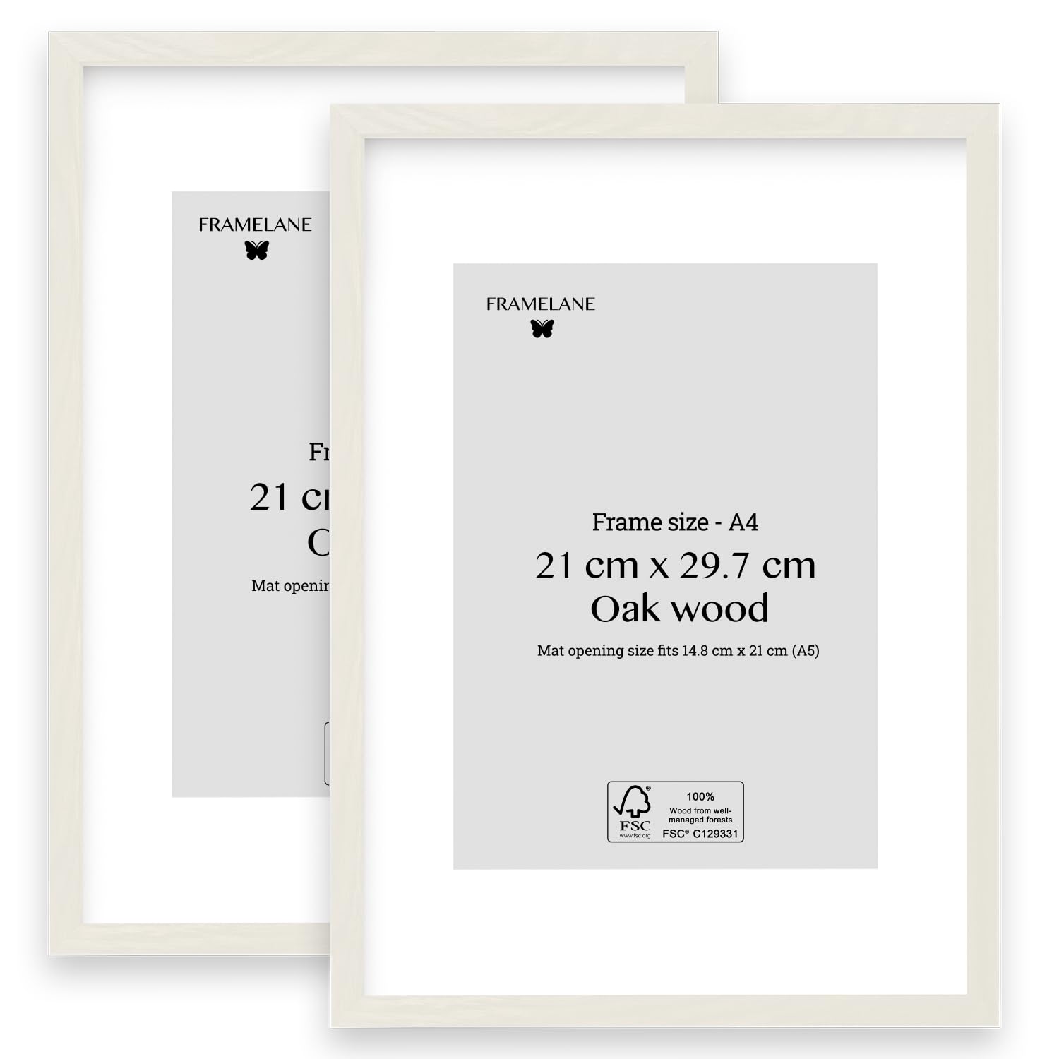 Framelane Set van 2 fotolijsten 30x40 - FSC-gecertificeerd donkerbruin eikenhouten fotolijst, met passe-partout, krasbestendig en onbreekbaar acrylglas, voor wand- of tafelmontage