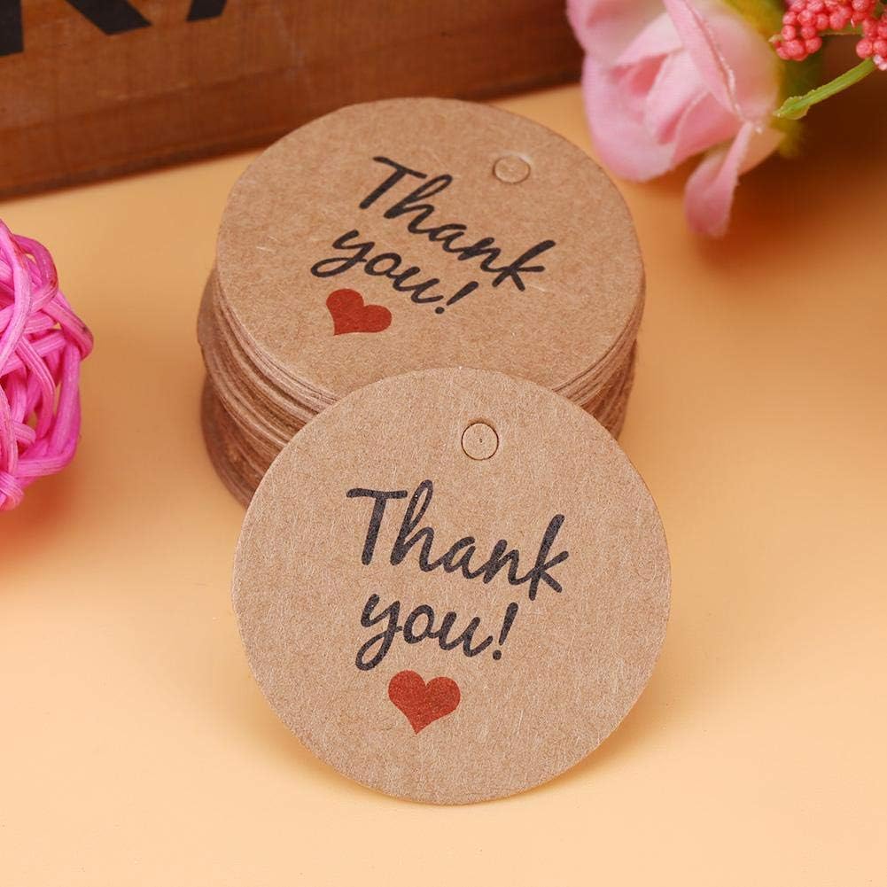 100PCS Handmade Kraft Paper Gift Tags Round Brown Thank You Tags for Wedding Party Favors Dessert Clothing Jewelry Price Hang Labels