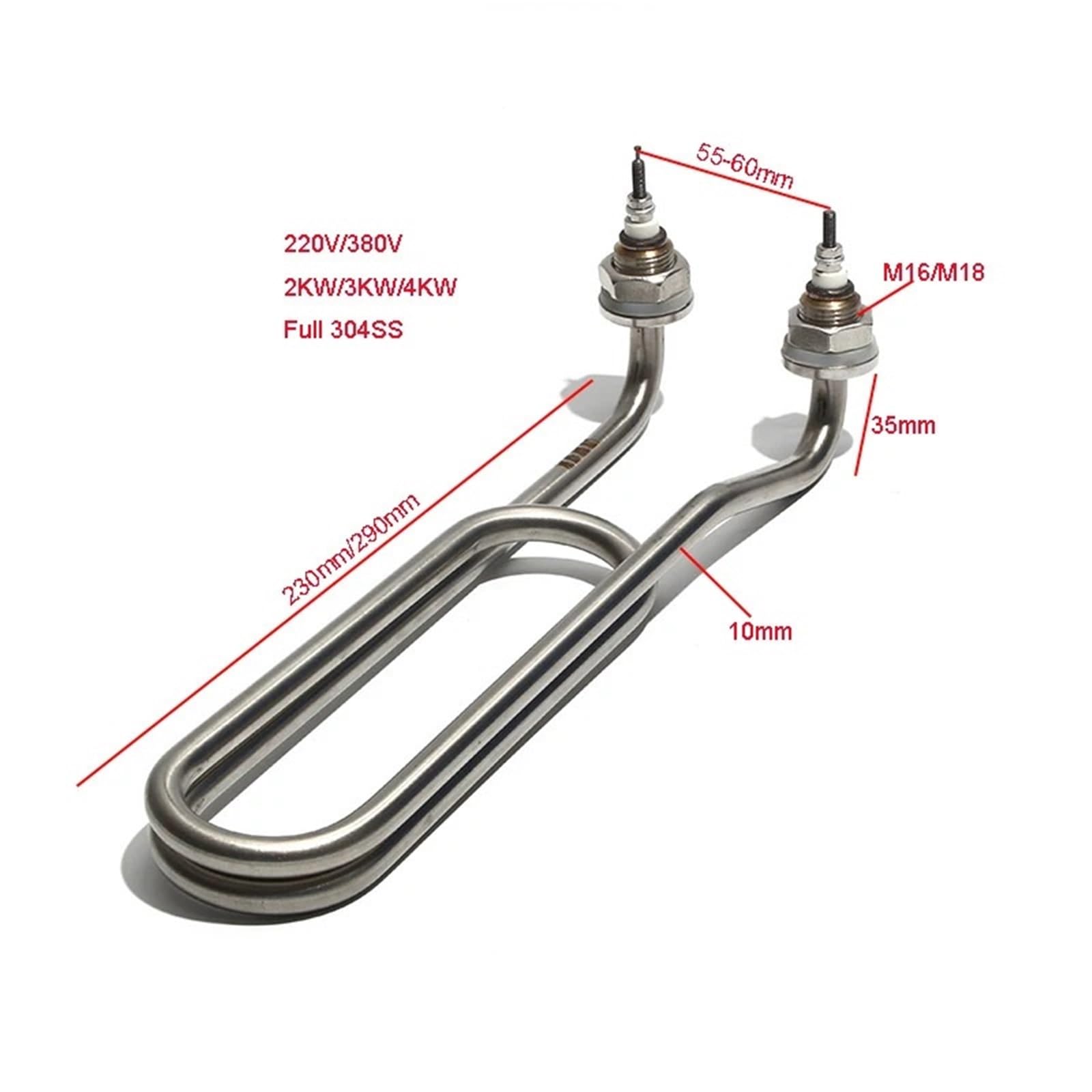 U-förmiges Wasser-Tauchheizelement, 220 V, 380, M16, M18, Gewindeheizung nach oben, 2 kW, 3, 4, 1 Stück(M16 Thread,380V_230MM 2KW)
