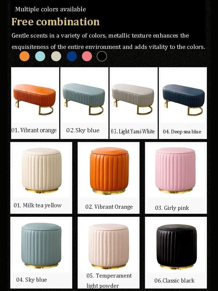 Nappa Leather Small Stool Simple Stool Shoe Bench Makeup Stool Environmentally Friendly Natural Strong Wearable Strong Carrying Capacit(Black)