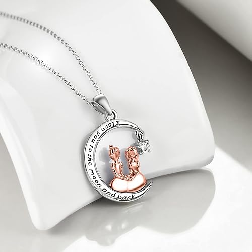 Miniatura 4 de KQF 925 Sterling Silver Necklace MushroomPigMoonHeart Pendant Necklace for Girls Women Necklace Jewelry Gift for Her