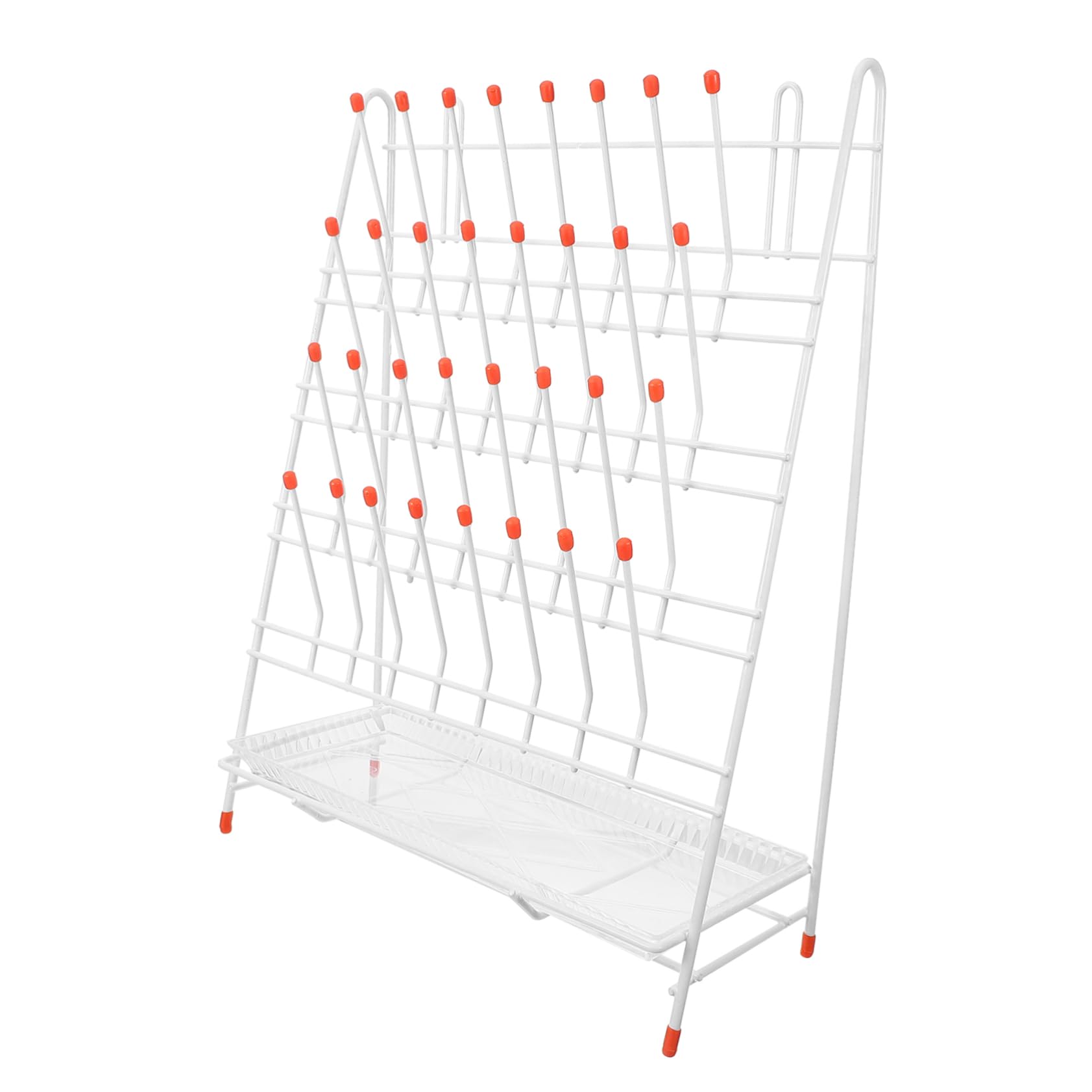Weißes Flasche Drying Rack aus Eisen mit 32-peg Design Enhanced Stability und Easy Cleaning als Laborröhrchengestell und Trockengestell für Laborbecher