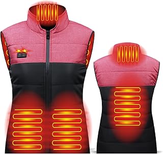 WKNBEU Electric Heated Vest, 3 Stalls Adjustable Temperature Washable Heated Vest, USB Charging Gilet Jacket Warm Waistcoat For Camping Hiking Skiing Riding For Men And Women,Pink-XL/bust 114CM