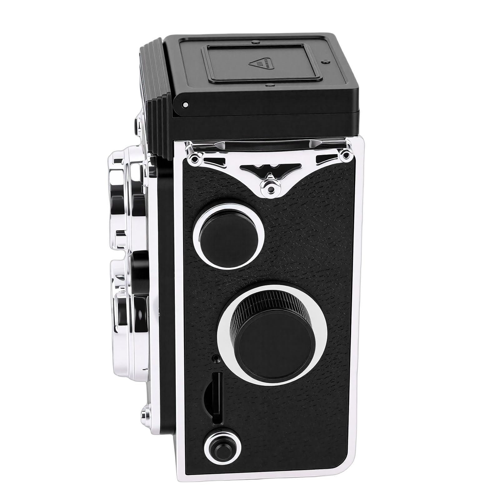Cámara Digital Vintage 24M 2.7K Enfoque automático Estilo TLR Cámara portátil Viaje Grabación Diaria (Negra)