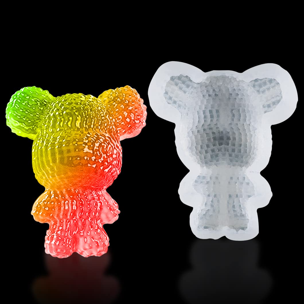 Rolin Roly Resin Bear Molds 3D Animal Silicone Mold Diamond Semi Stereoscopic Crystal Epoxy Casting Mould Jewelry Keychain Mould for DIY Making Ornament (Bear)