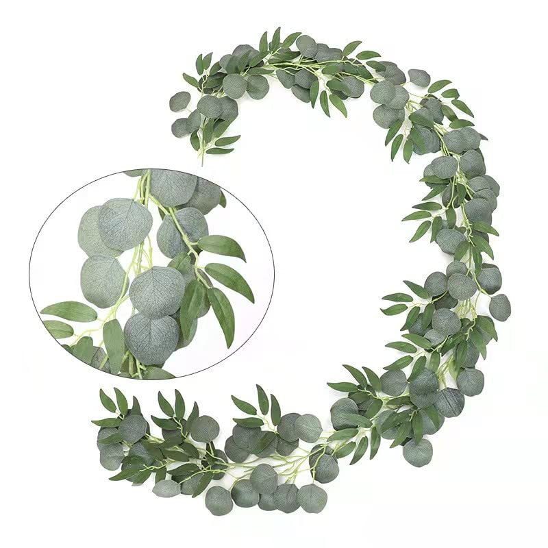 ZIHANJIAU Artificial Eucalyptus Garland Faux Vines Handmade Wedding Party Silk Eucalyptus Hanging Garland Rattan Home Vertical Decor - Image 3