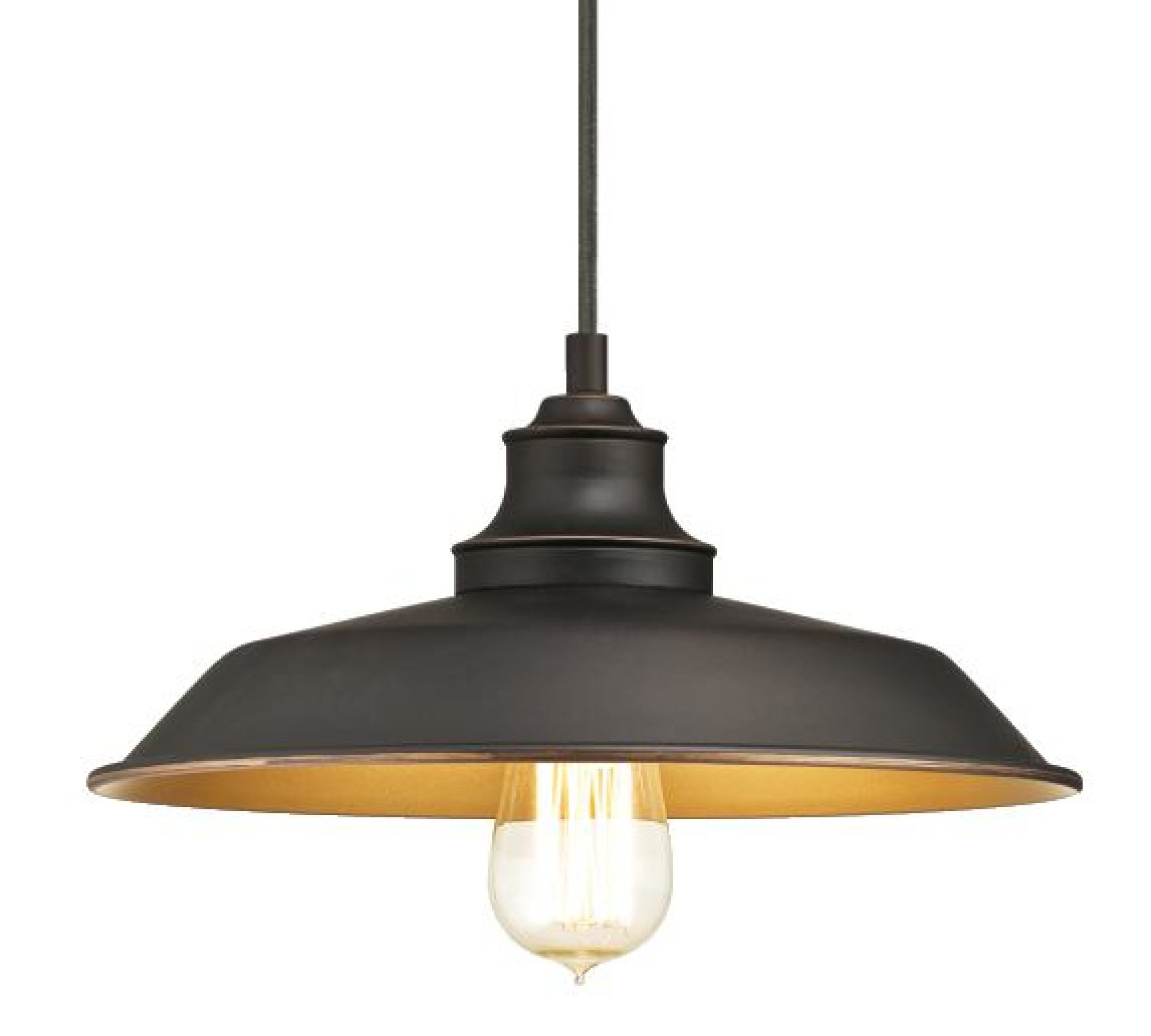 Westinghouse Lighting Jednopalnikowa lampa wisząca, wykonanie olejowanego brązu z akcentami, szkło, 1 W, 30 x 30 x 145 cm, 6344740, lampa wisząca z 1 lampą