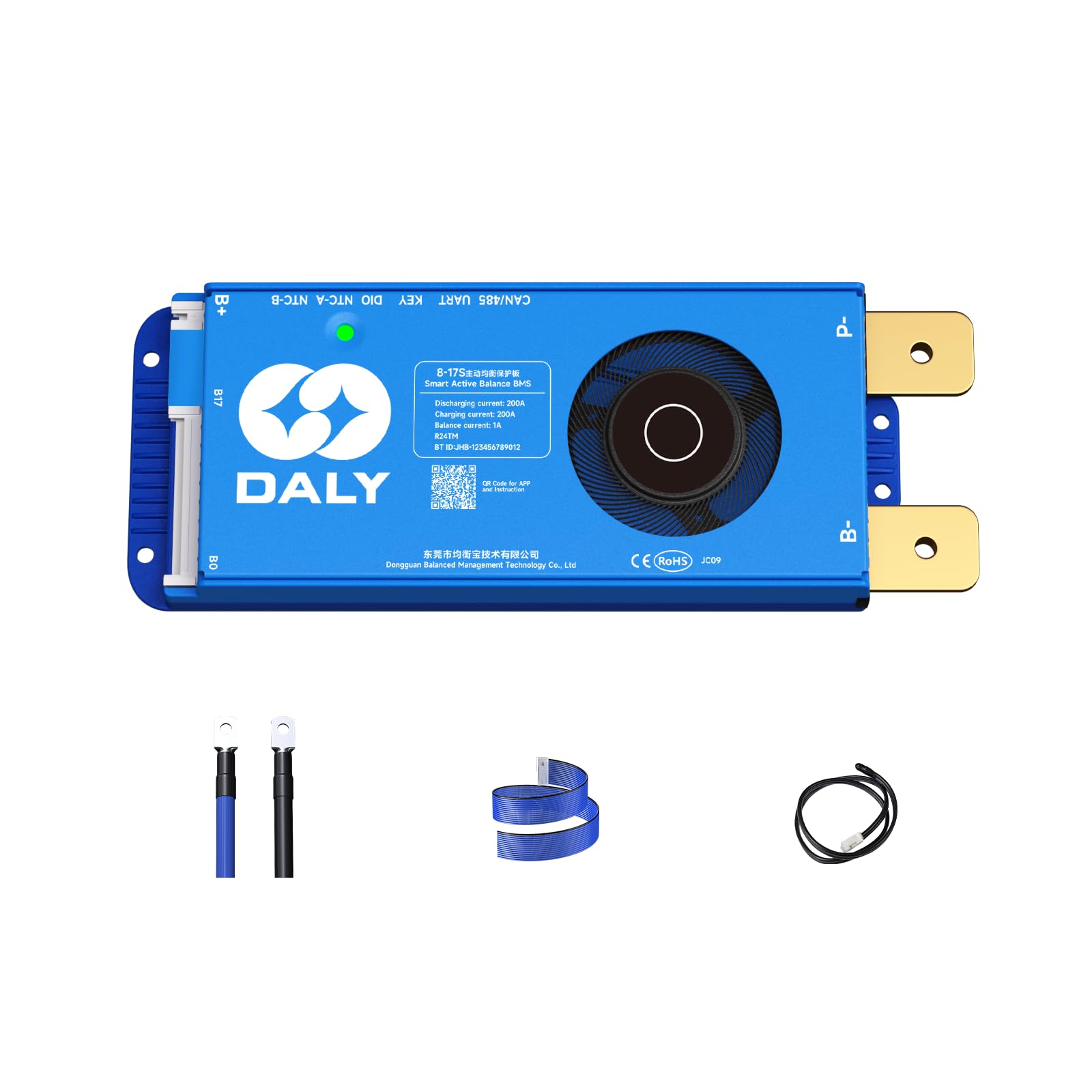 DALY Smart Active Balance BMS 200A 24V-60V 8S-17S Bluetooth intégré avec RS485 Can PCB Carte de Protection de Batterie pour Pack de Batterie Li-ION LifePO4 LTO