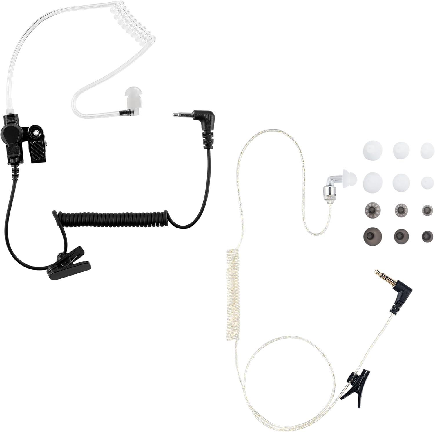 Tubeless Covert Security FBI Police 3.5mm /1 Pin L-Type Listen Only Earpiece Headset for Remote Speaker Mic Motorola Kenwood Two Way Radio (23 Inches)