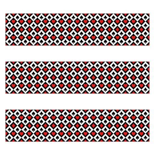 3pcs Bandes Comestibles pour Gâteau sur le Thème du Casino, 28x6,2cm en Papier de Riz Gluant...