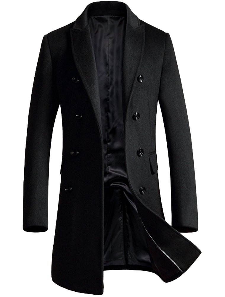 FTCayanz Manteau Homme Laine Trench Classique Business Parka Décontracté Mi-longue Duffle-Coat