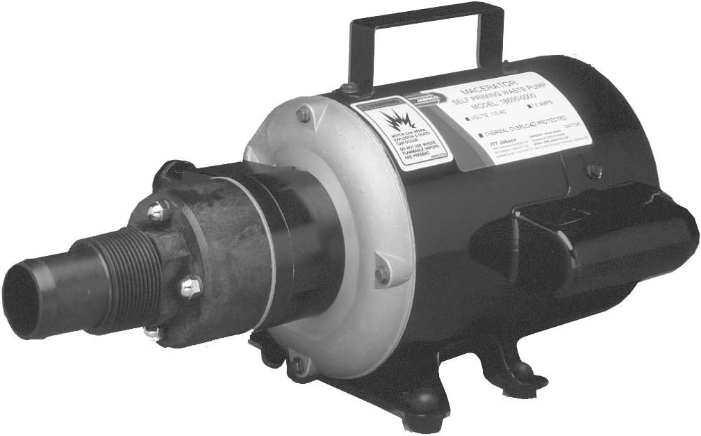 Jabsco 18690-0000 Marine Run Dry Heavy Duty Macerator Waste Pump (115-Volt, Marine Model), Black