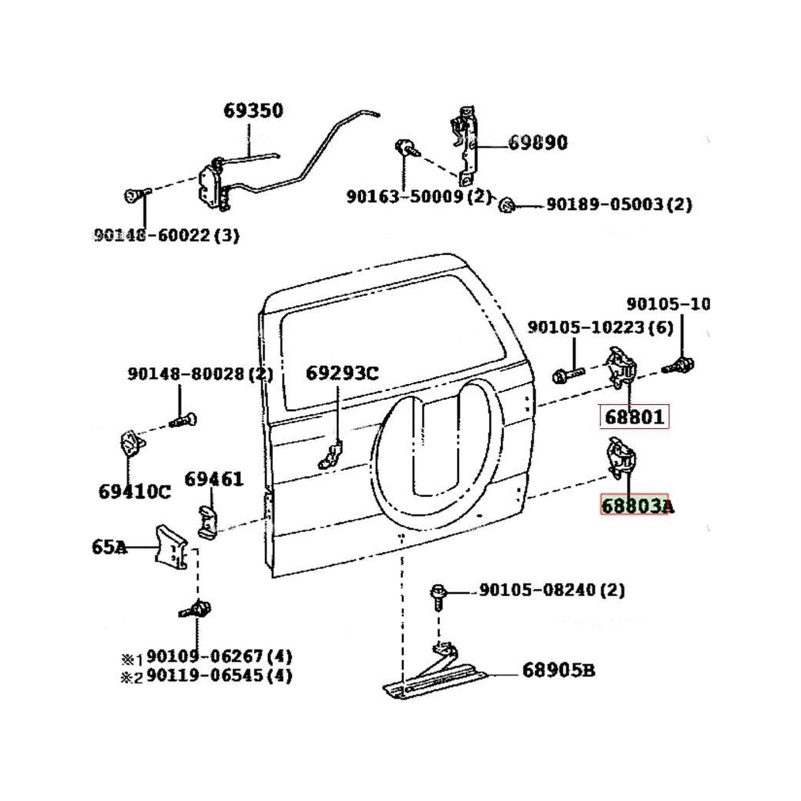1 szt. zawias klapy tylnej 68801-60030 T., do Land Cruiser, Prado 1KD 1KZTE 3L 3RZF 5VZFE KDJ95 KZJ90 KZJ95 RZJ95 VZJ95