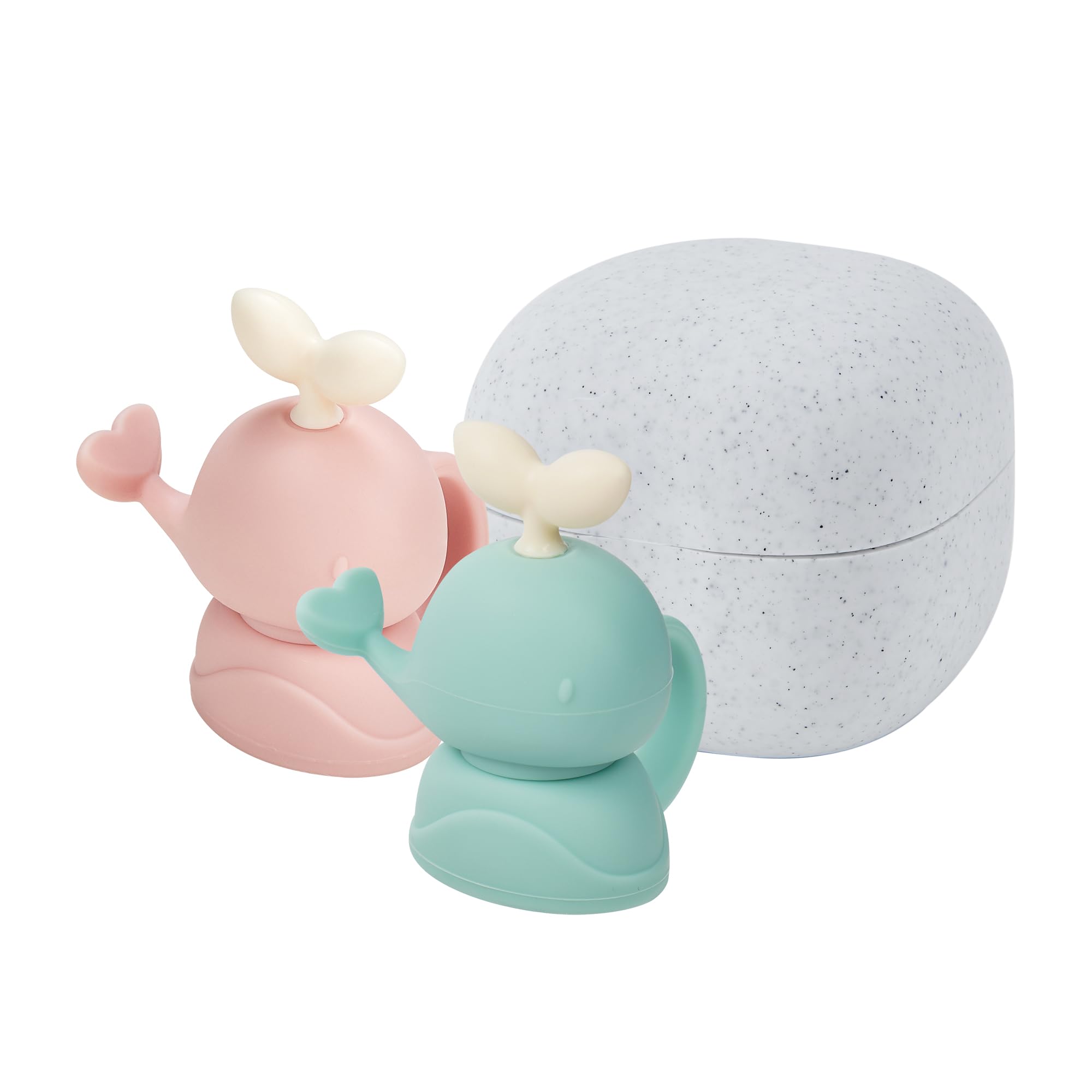 Whale SoftSip Food Pouch Topper | 2EA + Travel Case | Prevent Spills & Leakage | Protect Child Baby Toddler Mouth | Food Grade Silicone Reusable | Baby Led Weaning | BPA Free| Mint+Pink