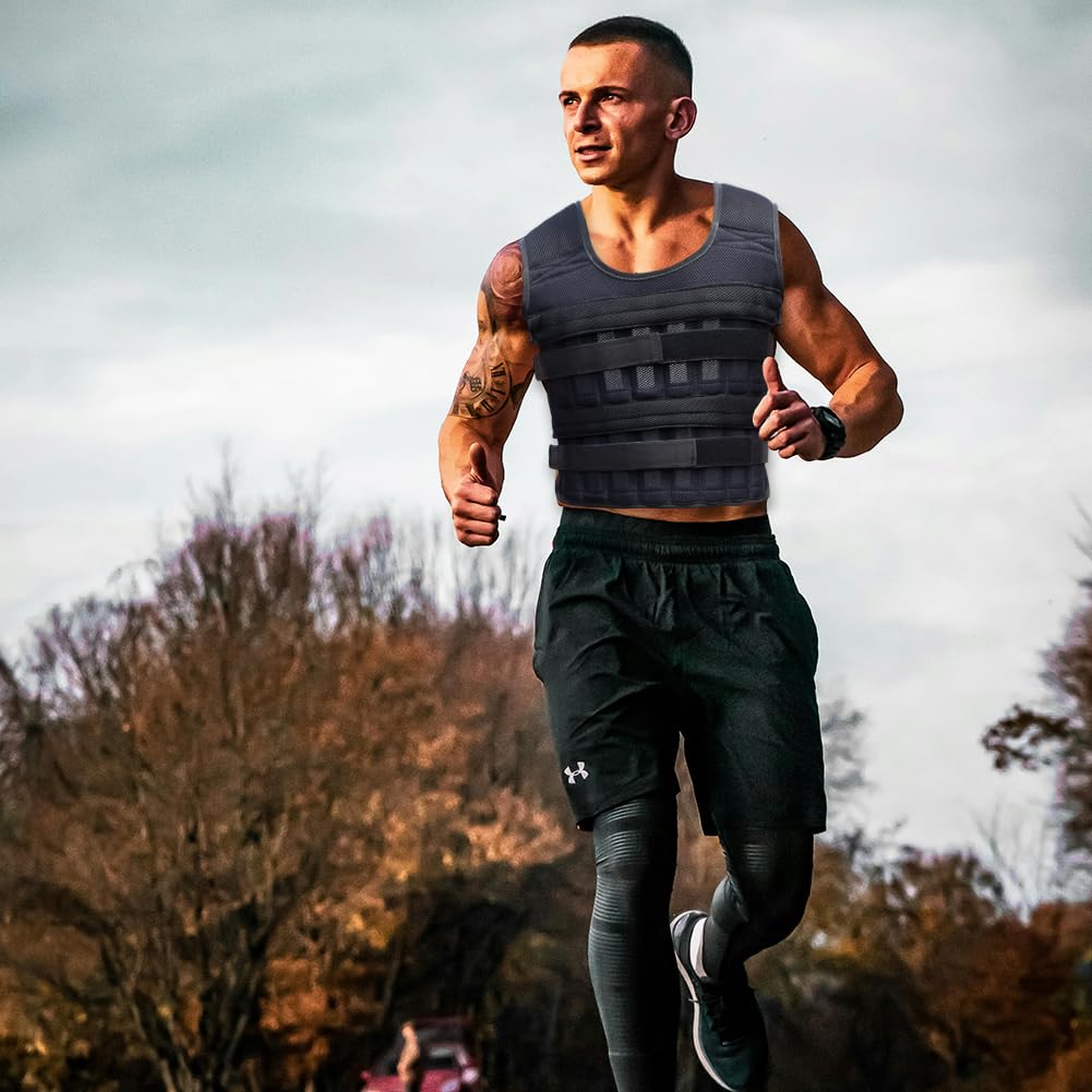 HOMCOM Gilet Zavorrato Regolabile 30 Kg - Pesi In Ferro Rimovibili, Gilet Allenamento Per Corsa, Fitness E Cross Training - 2
