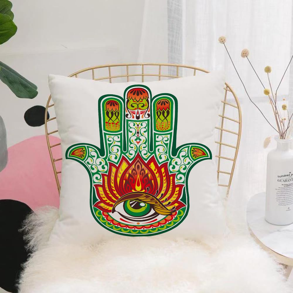 HYOSXW Cushion Cover,Throw Pillow Case Home Decorative for Living Room Bedroom Sofa Chair 16X16 Inch,Ornate amulet Hamsa Hand of Fatima. Ethnic amulet common in Indian Arabic and J,Pillowcase 40X40cm