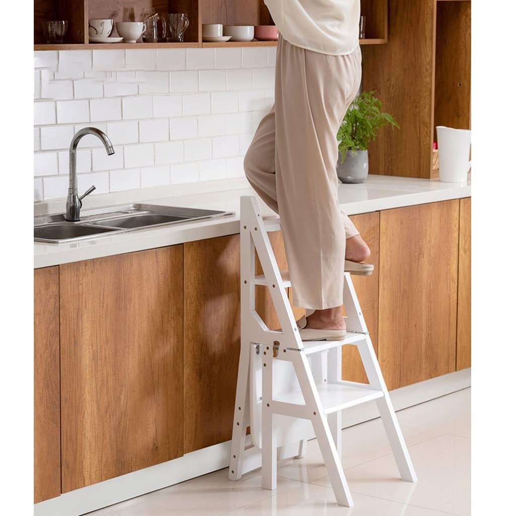 Taburete Escalera Plegable Taburete Desmontable Cuatro Niveles Para Sala De Estar Escalera De Taburete Soporte De Flores De Herramientas De Jardín Silla Del Comedor ( Color : Blanco , S : 37*47*90cm )
