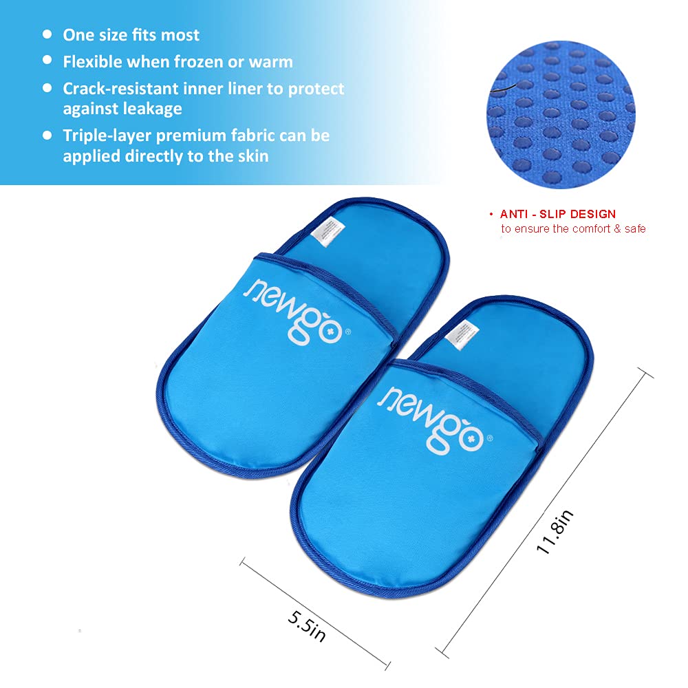 NEWGO Ice Pack Slippers for Foot Injuries, 2 Pack Hot Cold Therapy Feet