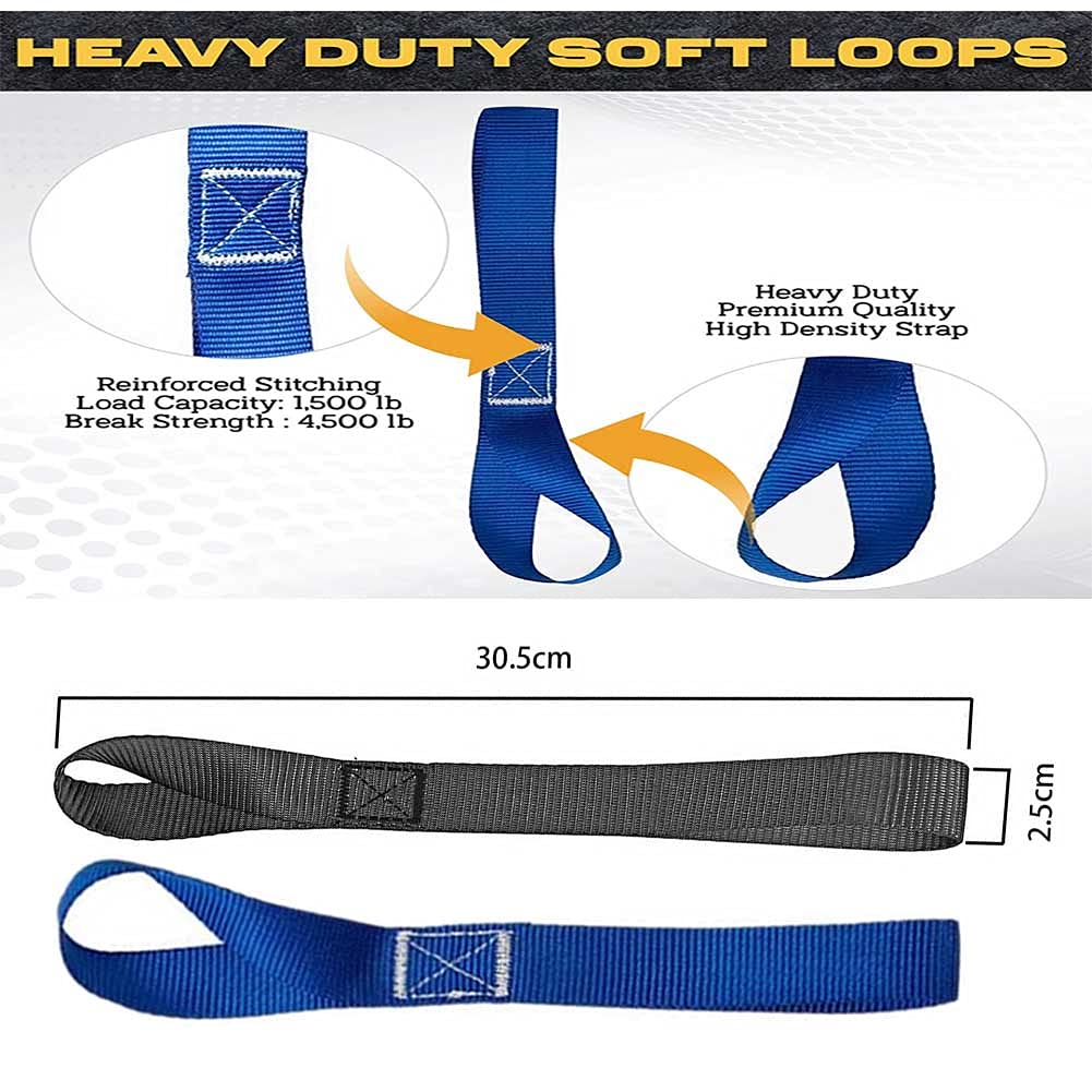 Lot De 4 Sangles D'Arrimage à Boucle Souple Pour VTT, Moto, UTV - Nylon 272 Kg Résistance - Protection Anti-Rayures