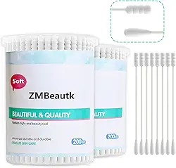 400 peças de cotonetes de algodão orgânico para bebês/crianças/adultos, cabeça redonda e em espiral para limpeza do nariz da orelha do bebê, 100% algodão, botões multiusos de algodão