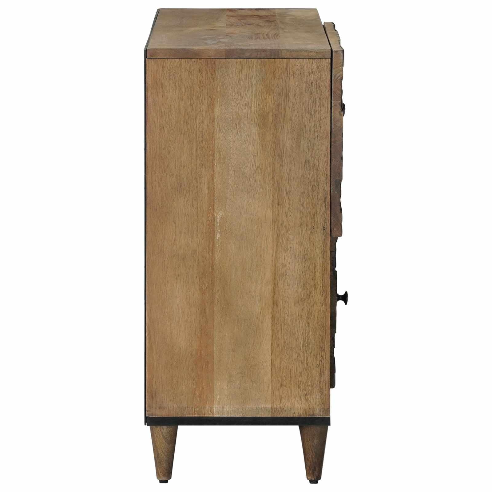 Kredens z litego drewna mango brązowy 80 x 33,5 x 75 cm z miejscem do przechowywania, 2 drzwi, do salonu, szafka pod umywalkę, komoda do przechowywania mediów i porządku w biurze, pokoju
