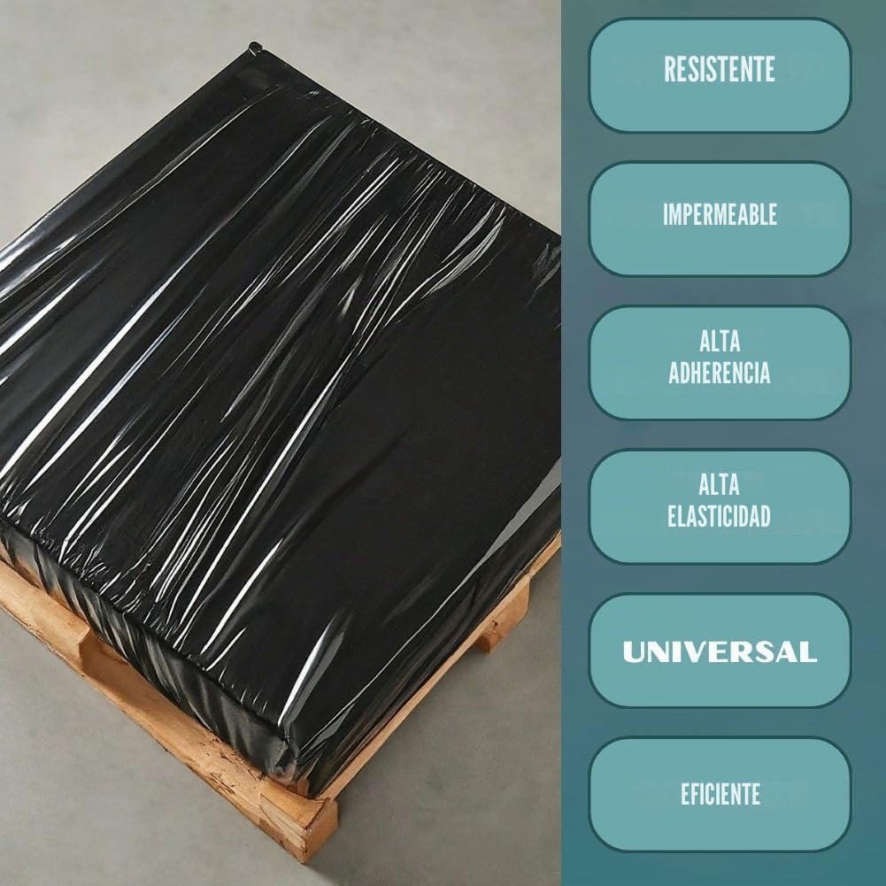 RAGO® Película de estiramiento negro 130 m 7,5 × 7,5 × 40 cm Película estirable Polietileno (PE) Película negra embalaje I rollo embalaje paquete paquete 130 m