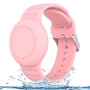 Tobfit Waterproof AirTag Bracelet for Kids – Soft Silicone AirTag Holder for Apple AirTag (2nd Gen & 1st), Adjustable Anti-Loss Watch Band for Kids 3 Years and Up - Pink gallery image