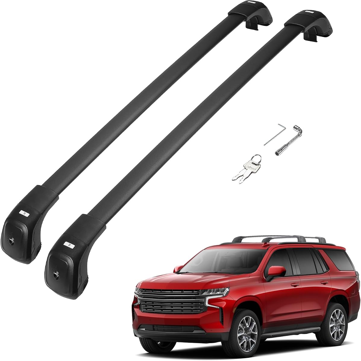 JOYTUTUS Roof Rack Cross Bars Compatible with Chevy Suburban, Tahoe, GMC | 2021-2026, 300LBS Lockable Anti-Theft Aluminum Car Crossbars for Rooftop Cargo Carrier Kayaks Canoes Bikes Skis