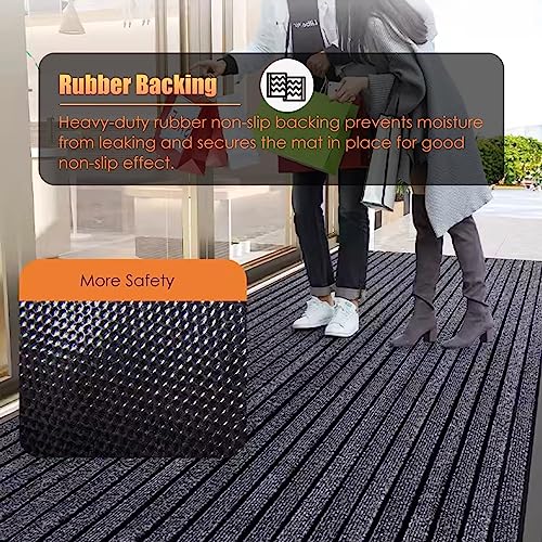 Tapis de porte d'entrée absorbant l'eau avec traitement lavable haute performance - 5