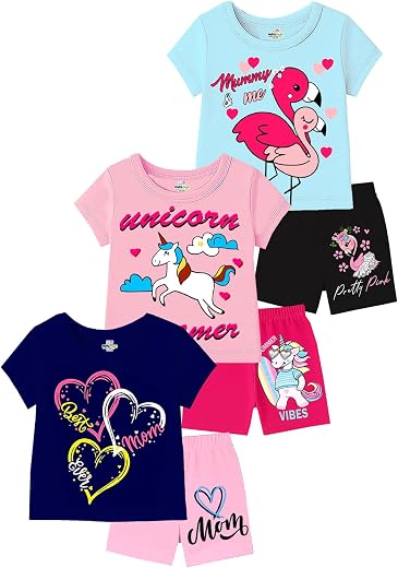 MINI MYN Baby Girls Regular Fit Cotton T-Shirts and Shorts Set| Kids Clothing Sets -Pack of 3 | MM-2213-2214