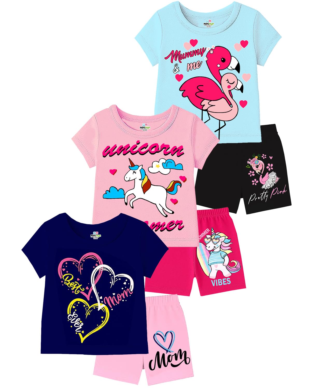 MINI MYN Baby Girls Regular Fit Cotton T-Shirts and Shorts Set| Kids Clothing Sets -Pack of 3 | MM-2213-2214 - Review, Price and Buying Guide