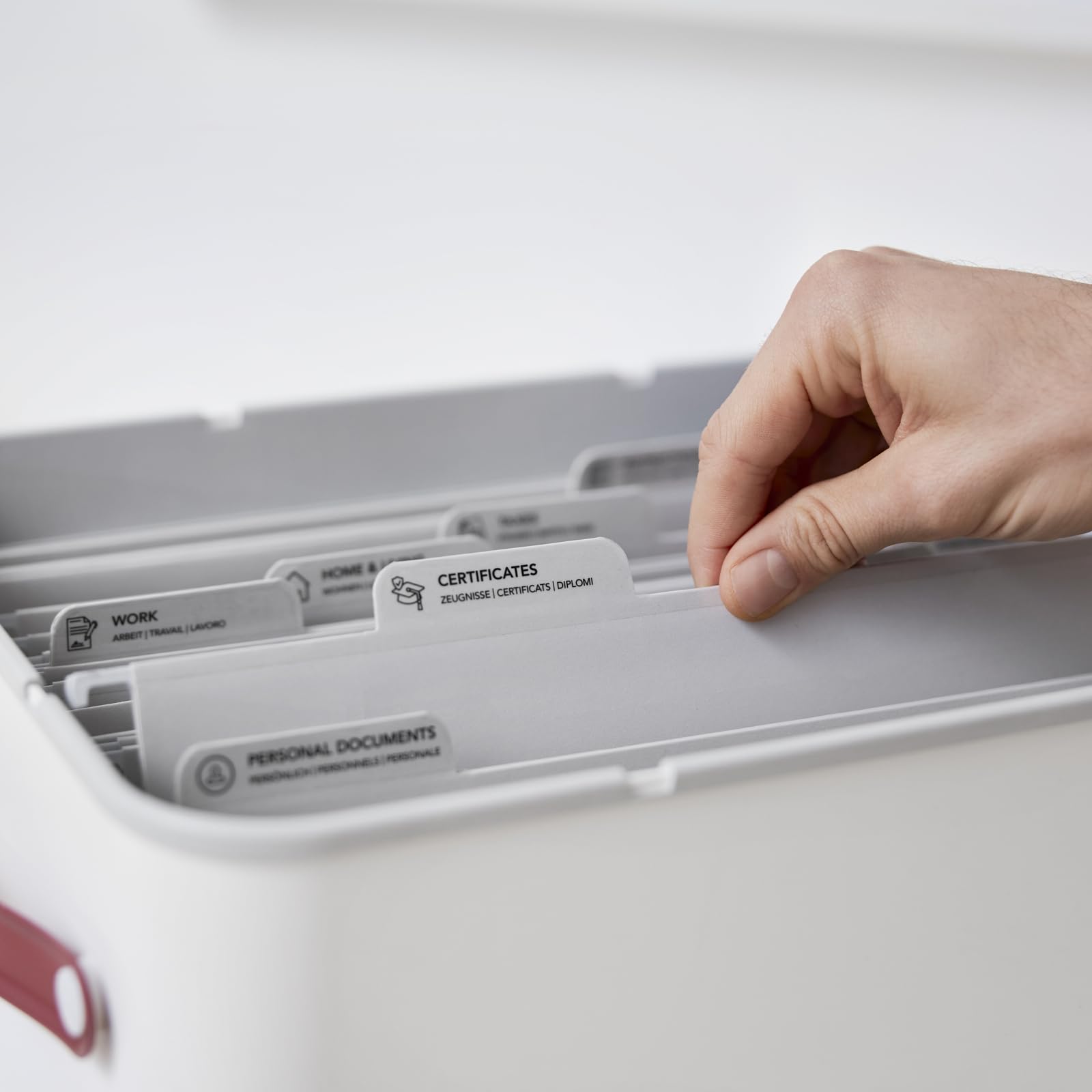 Organizer Per Documenti ROTH MyPaper Plus - 4 Scomparti, Per Formato A4, Senza BPA, Bianco/Rosso