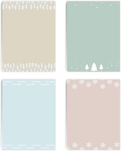 easykart labels Bloc de notas de Navidad con temática de invierno, 200 hojas, 4 diseños, 4.0 x 5.5 pulgadas
