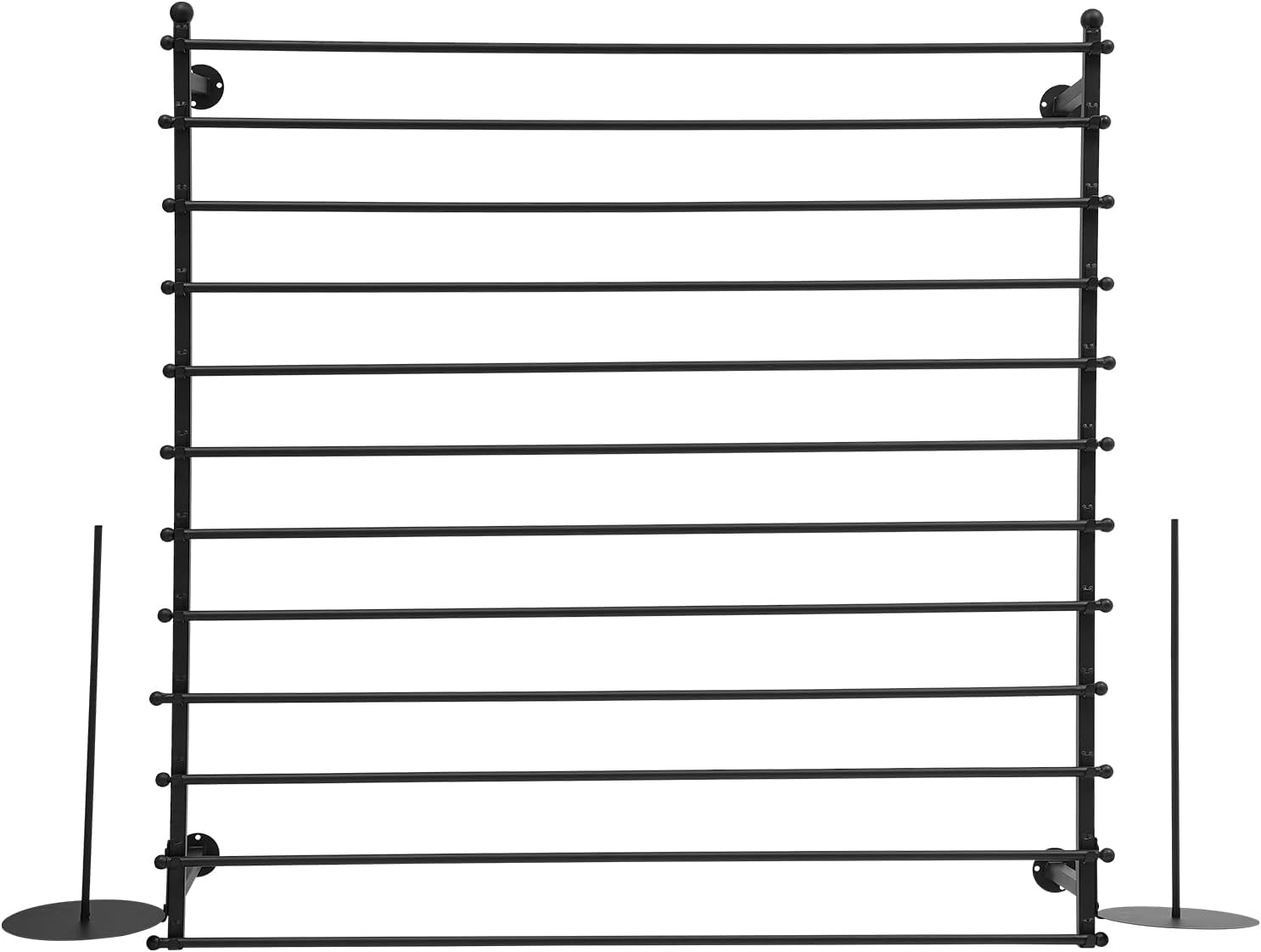 Wall-Mounted Ribbon Holder, Wrapping Paper Ribbon Holder with 12 Hanging Rods, Organizer for Flower Shop Sewing Tool Thread Scarf Tie, Black-120cm