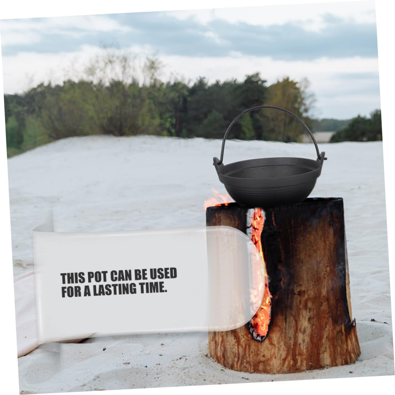 Cast Iron Sukiyaki Pot for Camping Outdoor Cooking Pot Handle Heavy Duty Iron Material for and Soup Cooking