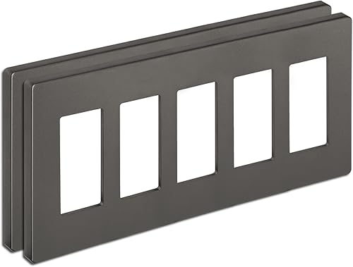 Vista 22 de BESTTEN Placa de pared de 5 bandas marrón mate sin tornillos, cubierta de salida para decoradores, Serie USWP8 de la Colección Signature, H4.69” x