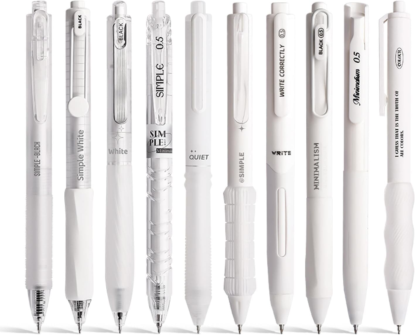 10 Count Pastel Gel Ink Pen Set,Cute Note Taking 0.5mm Fine Point Retractable 10 Count Black Ink Pens with for Writing, Journaling, School, Office (Pink)