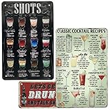 enfriador 40 placas cerveza Señal de cóctel de estilo retro: el menú de cóctel clásico decora con pared de pub de cerveza retro, las recetas de cóctel clásicas están impresas, los patrones personalizados y las fuentes hacen que la pintura de lata sea clásica e interesante, puedes elegir colgarla en la pared o ponerla en una mesa o estantería.