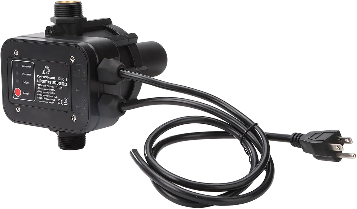 D-HONOR Water Pump Pressure Controller, 110V 50/60HZ Automatic Electronic Switch, Pressure Adjustable Range 1.5-2.5bar, Ideal for Various Water Pump Types