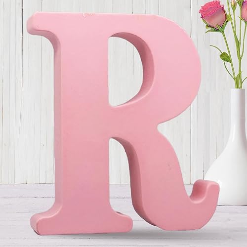 AOCEAN Letras de madera rosa de 8 pulgadas, letras de madera sin terminar para decoración de pared, letras decorativas de pie en rodajas, decoración