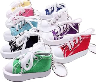 24PCS Canvas Sneaker Keychain 3 Inch Canvas Shoe Keychain Mini Sneaker with Keyring Decorations
