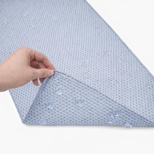 Alfombrilla de bañera antideslizante, alfombrilla de baño para tina antideslizante, alfombrilla de tina extra grande de 36 x 17 pulgadas, Azul