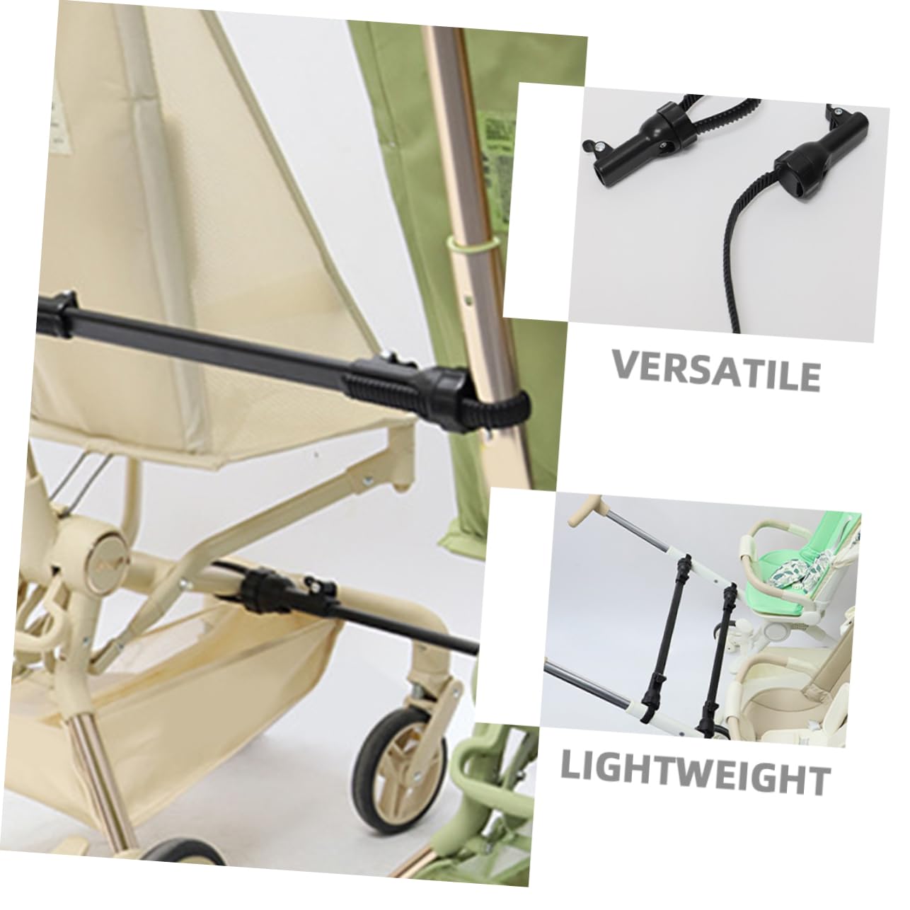 Connecteur pour Poussette Double 2 Pièces Noir, Adaptateur Pliable