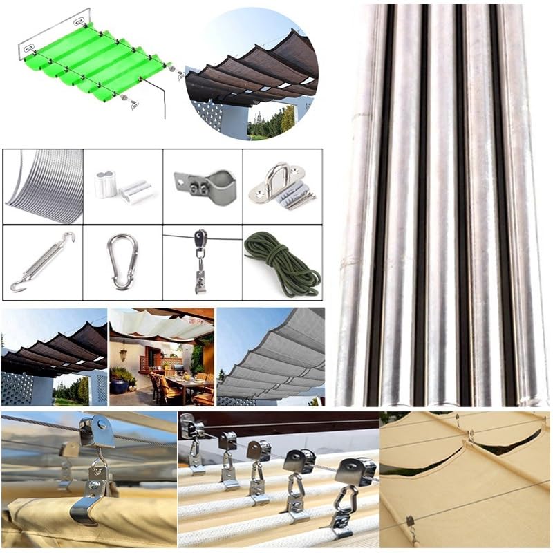 Auvent rétractable à vagues perméable pour pergola et terrasse - 7
