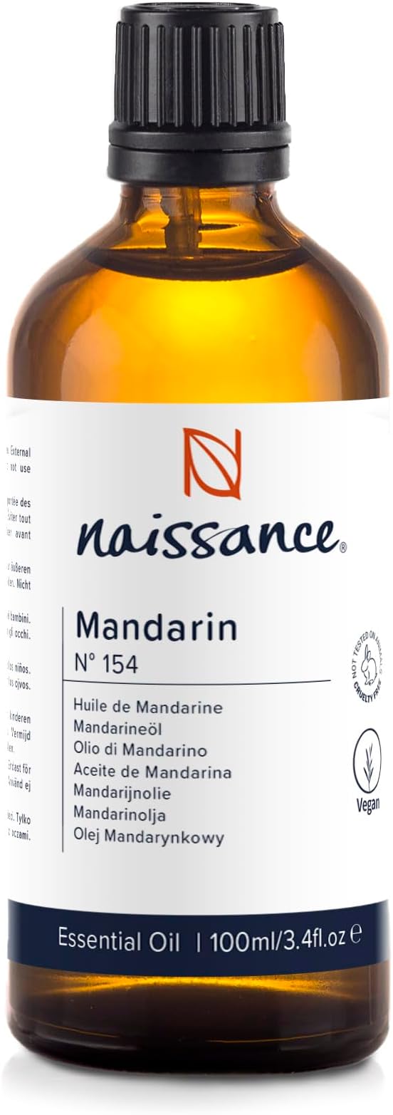 Naissance Cold Pressed Mandarin (Citrus Nobilis) Essential Oil (No. 154) - 100ml - Pure, Natural, Cruelty Free, Vegan & Undiluted - for Aromatherapy, Massage Blend, Humidifiers & Diffusers