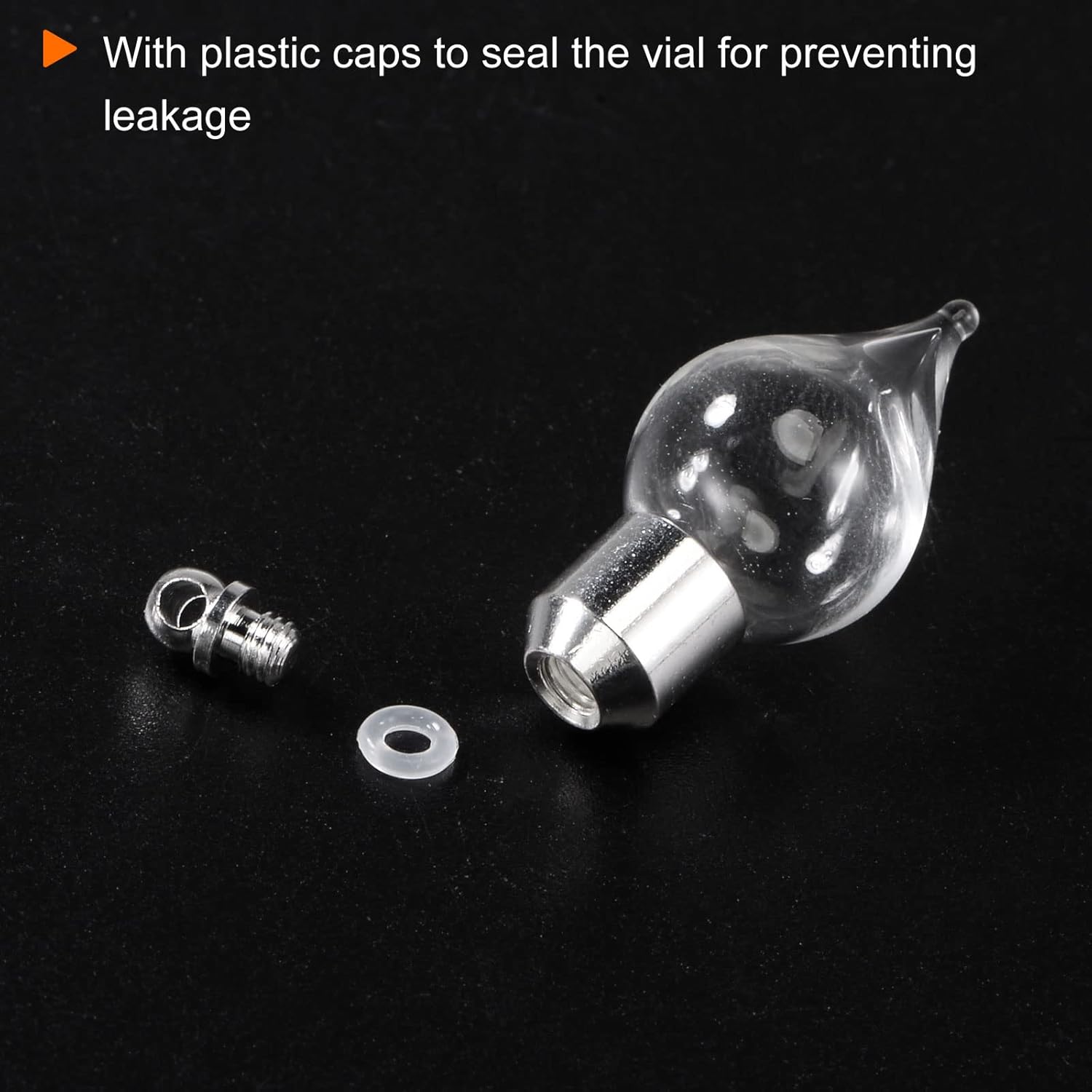 HARFINGTON 5pcs Name on Rice Glass Vial Pendant 6mm Width Water Drop Shape Screw Cap Vial Necklace Hanging Wish Bottles for Liquid Sand Ashes DIY Craft Souvenirs - Image 5