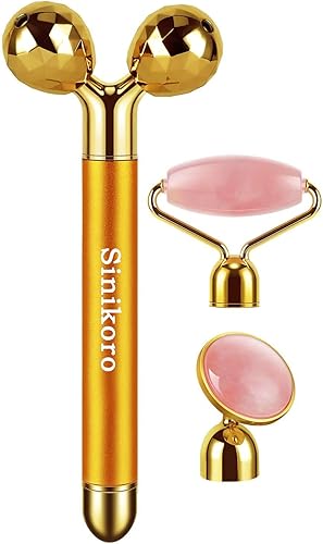 Sinikoro Rodillo de jade eléctrico 3 en 1, rodillo 3D, rodillo facial y masajeador facial, cuarzo rosa disponible en Yaxa Costa Rica