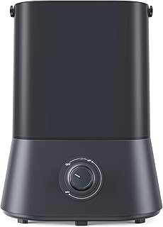 Humidifiers for Bedroom, 4L Ultrasonic Cool Mist Humidifier Large Room, 26dB Quiet Baby, Adjustable Knob 360° Rotatable Nozzle, Auto Shut-Off, Easy to Clean, Up 50H Runtime, Black