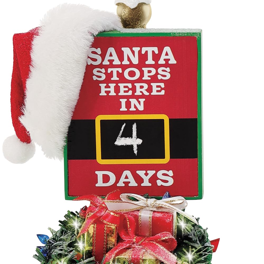 Department 56 Possible Dreams Accessories Santa Stops Here Countdown Sign Lit Figurine, 7.75 Inch, Multicolor