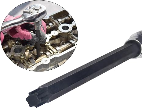 Engine Cylinder Head Bolt Socket Tool for VW Audi, M10s Polydrive Head Bolt Socket, 200MM Length, 6-Point, 1/2 Drive T52 (T52)